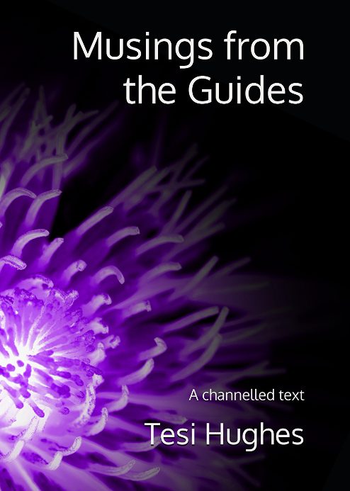 Book cover featuring a purple flower against a black background, titled "Musings from the Guides."